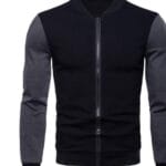 Men’s polyester plain jacket – black front view