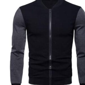 Men’s polyester plain jacket – black front view