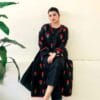 Black Katan Silk embroidered gown suit set for women – full outfit