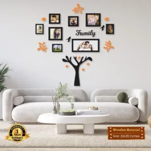 Family tree wall decor – modern MDF design 33x35 inches