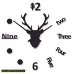Deer shaped wood wall clock – modern design, 24x24 inches