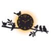 Modern wall clock with light – laminated chipboard, laser-cut details