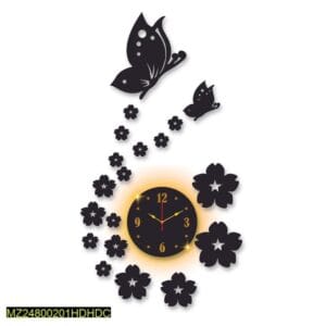 Butterfly laminated wall clock with backlight – 30x14 inches
