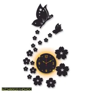Butterfly laminated wall clock with backlight – 30x14 inches