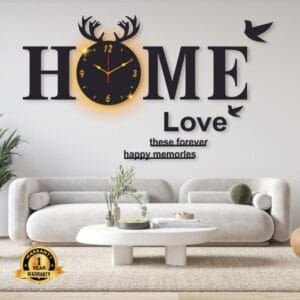 Home design laminated wall clock with backlight – 32x16 inches