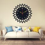Sun round analogue wall clock – black laminated sheet design