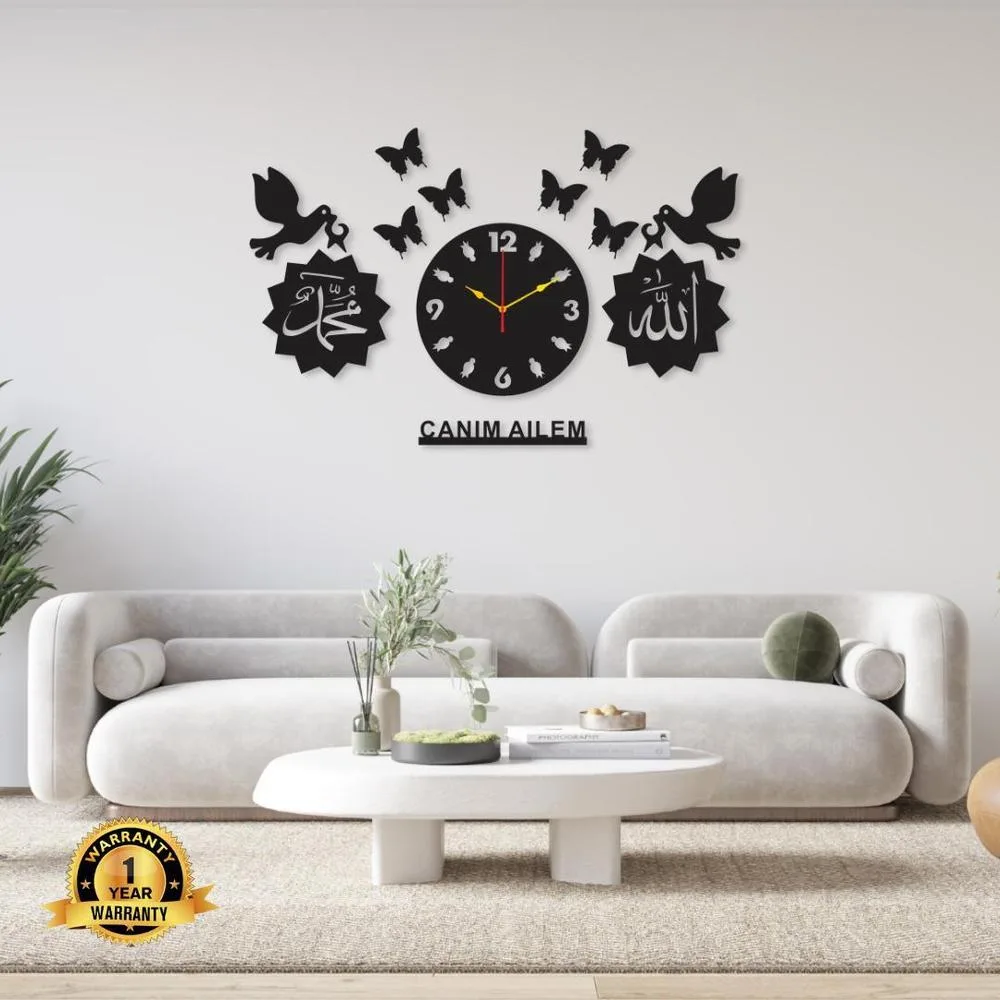DIY wall clock decoration in black MDF, 18x14 inches