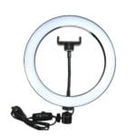 RGB LED ring light 26cm with phone holder – multicolor