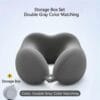 Grey U-shaped polyester neck cushion – ergonomic travel pillow