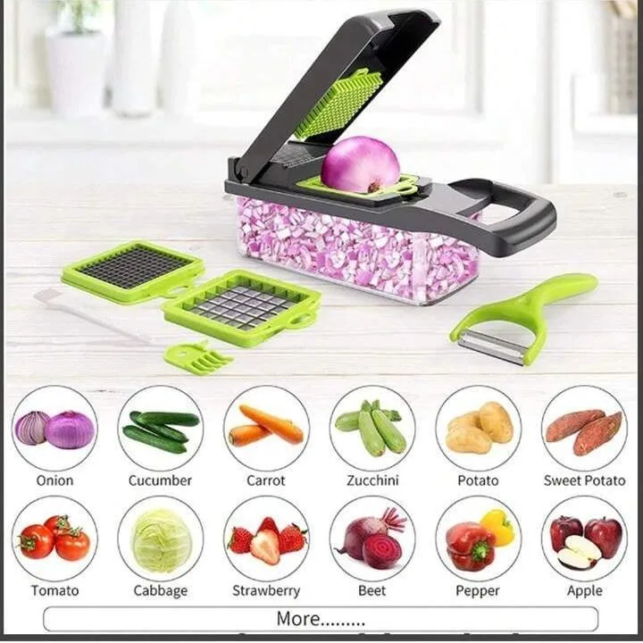 Kitchen vegetable chopper – stainless steel blades with plastic body