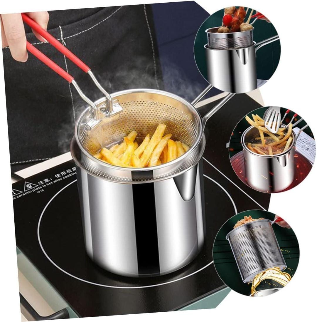 2 pcs silver strainer pots – modern kitchen essentials-fries