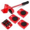 Metal furniture mover tool set – red portable design