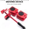 Metal furniture mover tool set – red portable design closeup