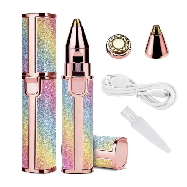 2 in 1 eyebrow and facial hair trimmer – 10 pcs set, pink