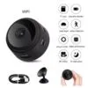 Portable surveillance camera with wide-angle lens features