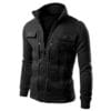 Men’s black fleece plain jacket – Mexican style front view