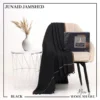 Men’s wool plain shawl in Black – full drape front view