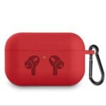 Red AirPods Pro charging case cover with hook