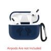 Navy blue silicone AirPods Pro case with hook and pouch
