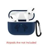 Navy blue silicone AirPods Pro case with hook and pouch