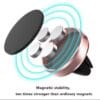 Magnetic mobile phone holder with 360° rotation – car mount power