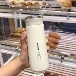 Portable water bottle – 450ml white sleek design