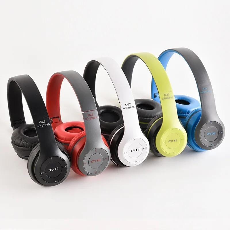 Blue/White/Green wireless headphones with 4–5 hrs battery life
