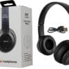 Black wireless stereo headphones with foldable design black