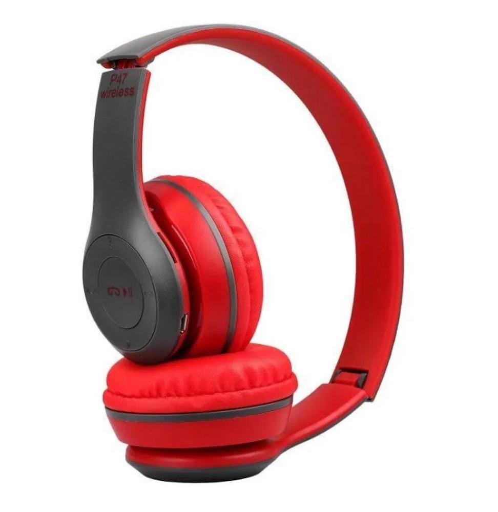 Wireless stereo headphones – Bluetooth with FM radio and TF card red