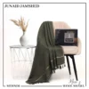 Men’s wool plain shawl in green – full drape front view