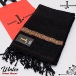 Embroidered velvet shawl – full drape (black) 3 yards