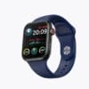 Stylish smart watch in black – metal and silicone strap blue