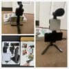 Black portable tripod with vlogging kit included