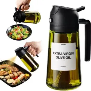 Glass oil container bottle – black kitchen dispenser