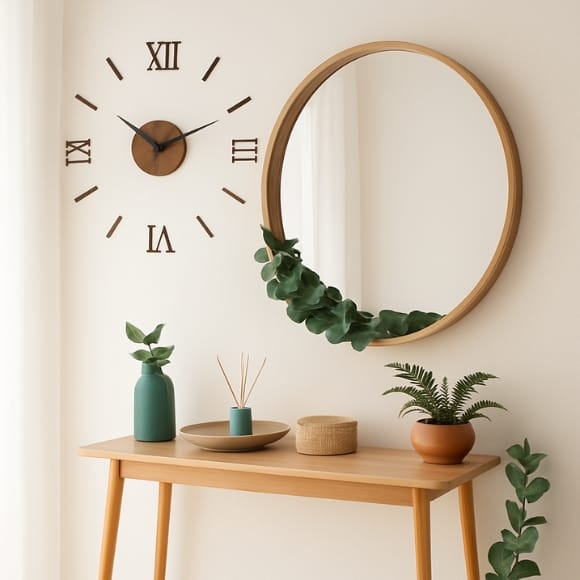 Fashion 1 Home decor – modern console with round mirror and plant | Hafta Bazzar