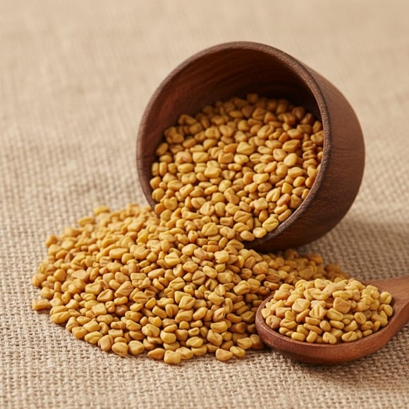Bowl of fenugreek seeds – natural methi dana
