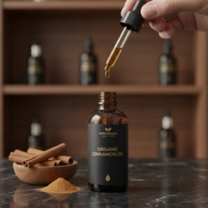 Cinnamon essential oil bottle with cinnamon sticks – herbal oil Pakistan