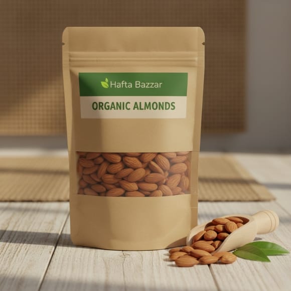 Almonds (badam) in bowl – natural dry fruit