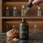 Castor oil bottle with castor seeds – natural herbal oil