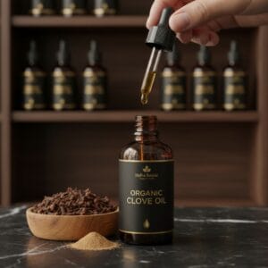Pure clove bud essential oil in dropper bottle with cloves – natural oil Pakistan