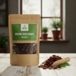 Organic raisins in bowl – healthy dry fruit