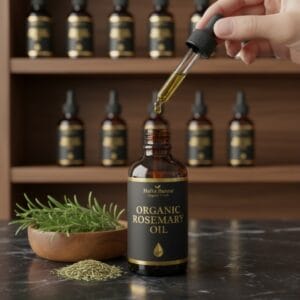 Fashion 8 Pure rosemary essential oil bottle with rosemary leaves – herbal oil